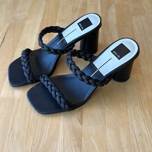 Dolce Vita Black Braided Strap Block Heel Sandals